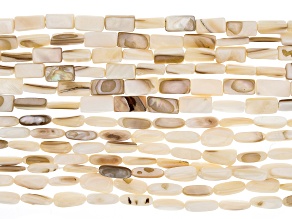 Mother Of Pearl Square Tumble and Natural Tumble Set of 13 Strands