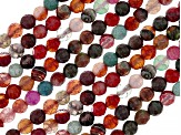 Round Faceted Brecciated Multi Color Agate appx 5.5-6mm Set of 10 Strands