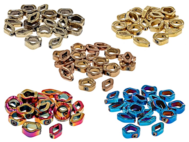 Fancy Oval and Round Twist Shape Plated Hematine Bead Frames in 5 Assorted Colors Appx 100 Total