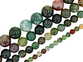 Multi-Color Agate Round Bead Set of 4 Strands