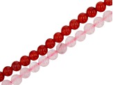 Rose Quartz and Carnelian appx 6mm Round Bead Strand Set of 2 appx 13-14" in Length