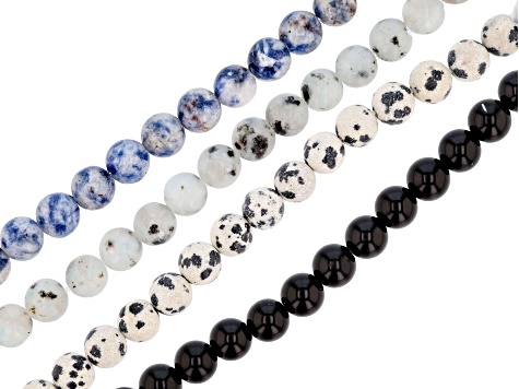 Multi-stone Appx 6mm Round Bead Strand Set Of 4 Appx 13-14" In Length ...