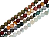 Multi-stone appx 6mm Round Bead Strand Set of 4 appx 13-14" in Length