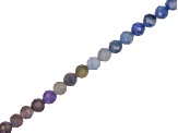 Fancy Sapphire appx 3.5-4mm Faceted Round Bead Strand appx 15-16"