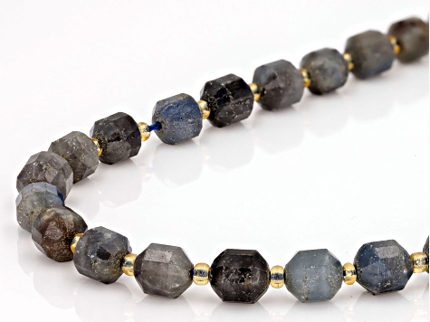 Fancy Sapphire Round Prism Faceted appx 7x8mm Bead Strand appx 15-16 in Length