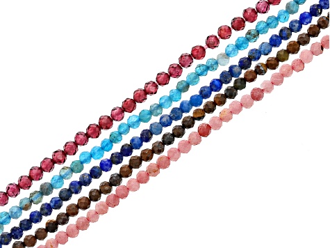 Multi-stone Faceted Round Bead Set Of 5 Strands - Jlw13183 