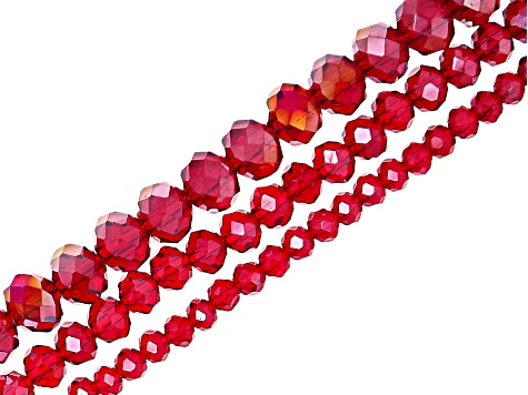 Multi-Color Faceted Chinese Crystal Rondelle Bead Strand Set of 30 in appx 4mm, 6mm, 8mm