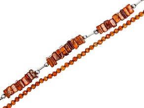 Hessonite Garnet Square appx 5-6mm and Rondelle appx 3x1-3x2 Bead Set of 2 Strands