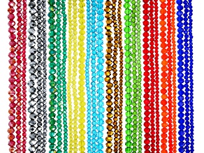 Multi-Color Faceted Crystal Rondelle Bead Strand Set of 30 in appx 3mm, 4mm, 6mm