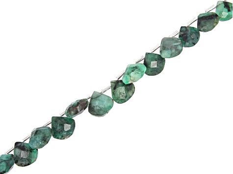 Emerald Pear Shape Faceted Bead appx 9-12mm Strand appx 16" in Length