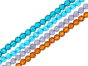Faceted Round Glass Bead appx 3mm Strand Set of 4