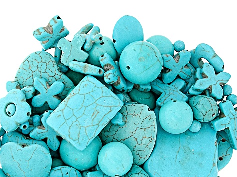 Turquoise Simulant 1lb Mix Bag of Assorted Shape & Color Beads appx 6mm-50mm