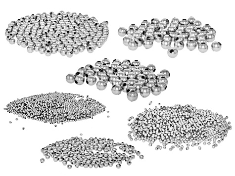 Stainless Steel Seemed Round Beads in appx 2, 3, 4, 6, 8, and 10mm appx 3000 Pieces Total