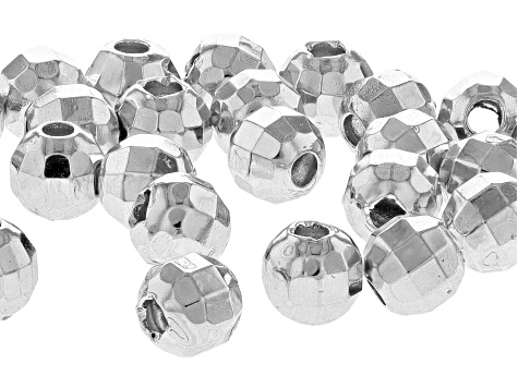Silver Plated Brass Faceted Round Beads in 4 Sizes 150 Beads Total