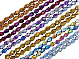 Glass bead strand set includes 12 strands in 5x7mm faceted teardrop shape in assorted colors