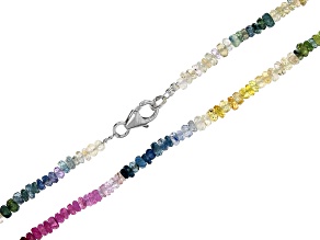 Multi Sapphire and Ruby Faceted appx 3.2-3.8mm appx 18in Bead Strand 58ctw Average Weight