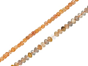 Golden Sunstone 2-2.5mm Table Cut Cube & Faceted Mixed Sunstone 3.5-4mm Rondelle Strand Set
