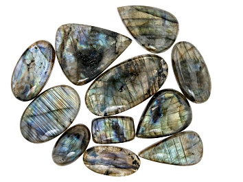 Picture of Labradorite Undrilled Cabochon Assorted Sizes & Shapes Approximately 4 Ounces
