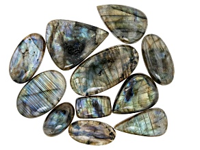 Labradorite Undrilled Cabochon Assorted Sizes & Shapes Approximately 4 Ounces