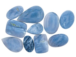 Blue Opal Undrilled Cabochon Assorted Sizes & Shapes Minimum 8 Pieces Total