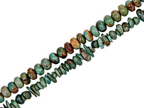Turquoise 6mm Rondelle Bead Strand & Chip Strand Set 15-16" Length