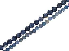 Sapphire and Fancy Sapphire Microfaceted Round 3mm & 4mm Bead Strand Set of 2