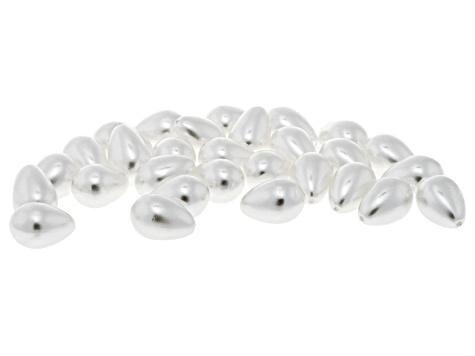 Resin Pearl Simulant Half Drilled Teardrop Shape Loose Beads in 4 Sizes 200 Pieces Total