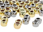 Double 4mm Silicone Slider Beads in Gold & Silver Tone Over Brass 40 Pieces, Total Length 8mm