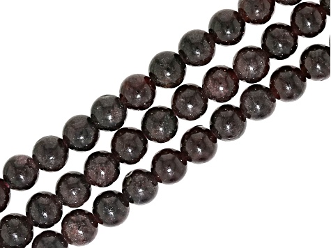 Garnet Smooth Approximately 3.8-4mm Round Bead Strand Set of 3 Approximately 14-15"