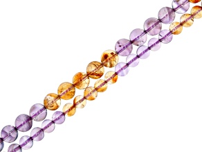 Amethyst and Citrine Strand Set of 2 Round Includes 1 6mm & 1 8mm 14.5-15" Strands