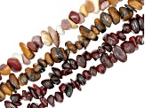 Multi-Gemstone Chip Endless Bead Appx 3-14mm Strand Set of 15 Appx 32-34" Length