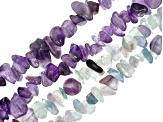 Multi-Gemstone Chip Endless Bead Appx 3-14mm Strand Set of 15 Appx 32-34" Length