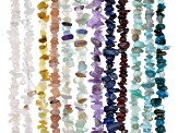 Multi Gemstone Chip Endless Bead Appx 4-7mm Strand Set of 12 Appx 30"