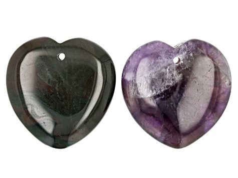 Heart Shaped Multi Gemstone appx 35mm Focal Pendant Set of 10