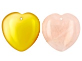 Heart Shaped Multi Gemstone appx 35mm Focal Pendant Set of 10