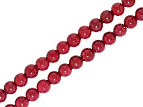 Red Coral Round 5-6mm Bead Strand Set of 2 Approximately 14.5-15" in Length