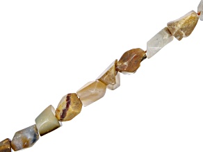 Agate and Moss Agate 9mm-19mm Hand Faceted Nugget Bead Strand Approximately 15-16" in Length