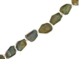 Labradorite Approximately 8-12mm Faceted Irregular Nugget and Clear Glass Tube Bead 2mm Bead Strand