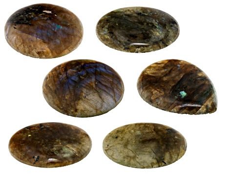 Labradorite Cabochon Kit of 6 Assorted Shapes & Sizes