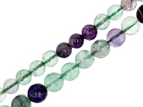 Rainbow Fluorite Set of 2 Faceted Bead Strands