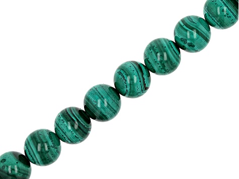 Malachite 10mm Round Bead Strand Approximately 14-15" in Length