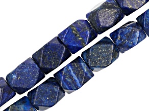 Lapis Lazuli 16x12mm Tumble Faceted Bead Strand Set of 2 Each Approximately 15.25-15.75" in Length