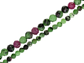 Ruby in Zoisite Bead Faceted Round Bead Strand Set of 2