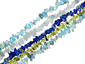 Endless Chips Strands Set of 5 Including Peridot, Apatite, Lapis Lazuli, & Multi-Color Beryl