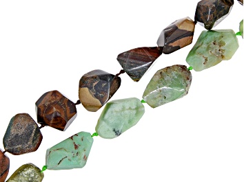 Picture of Autumn Leaf Stone Nugget and Chrysoprase Irregular Nugget Bead Strand Set of 2