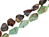 Autumn Leaf Stone Nugget and Chrysoprase Irregular Nugget Bead Strand Set of 2