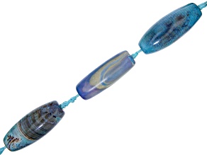 Blue and Purple Terra Agate 14x40mm Rice Shaped Bead Strand Approximately 15-16" in Length