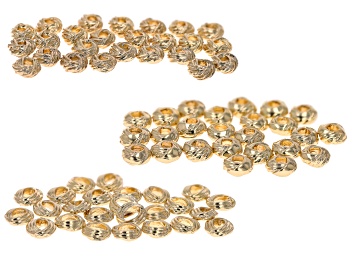 Picture of Gold Tone 6-6.5mm Spacer Beads in Assorted Knot Shapes Total of 75 Pieces