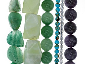 1 lb. Peacock Color Bead Strands in Assorted Shapes, Colors, and Sizes