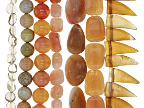 1 lb. Mixed Honey and Amber Color Bead Strands in Assorted Shapes, Colors, and Sizes